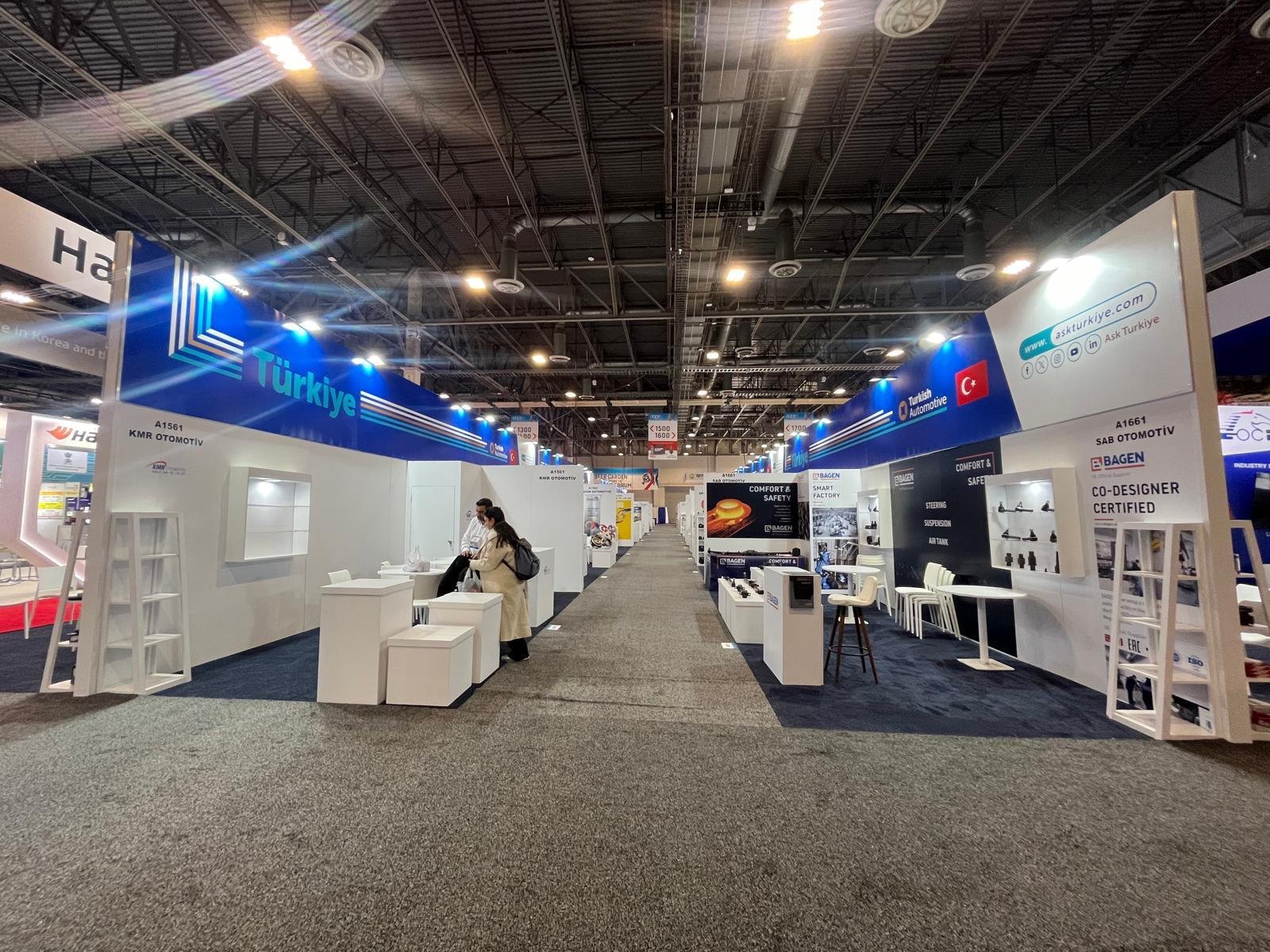 AAPEX 2024 — Turkish Automotive pavilion booths (KMR, SAB Otomotiv, BAGEN) in Las Vegas